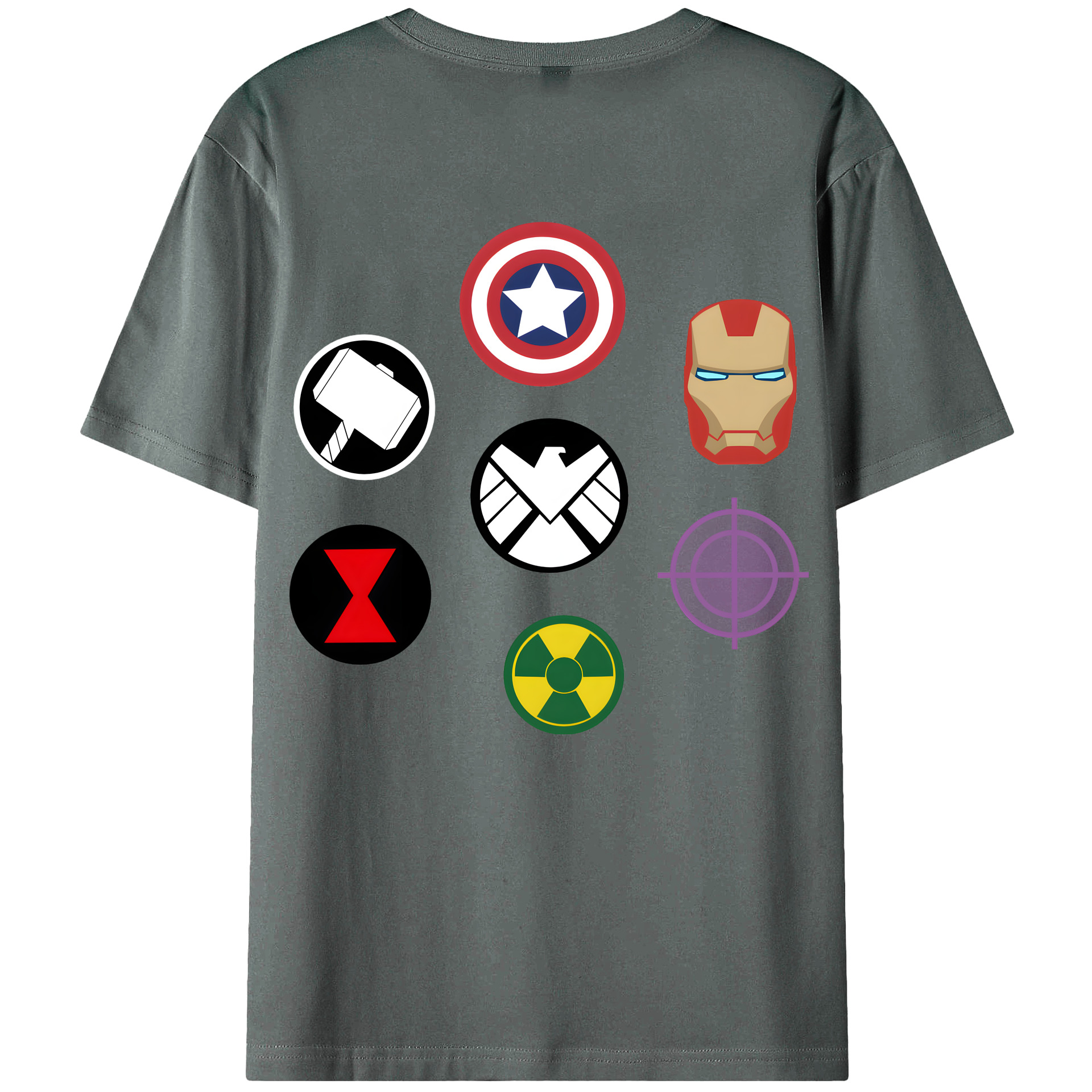 （画像用） アベンジャーズ The Avengers 綿100％ メンズ半袖Tシャツ（バックプリント） 通気性
